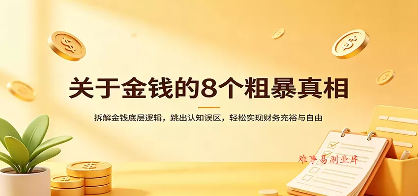 关于金钱的8个粗暴真相：拆解金钱底层逻辑，跳出认知误区，轻松实现财务充裕与自由-难事易副业库