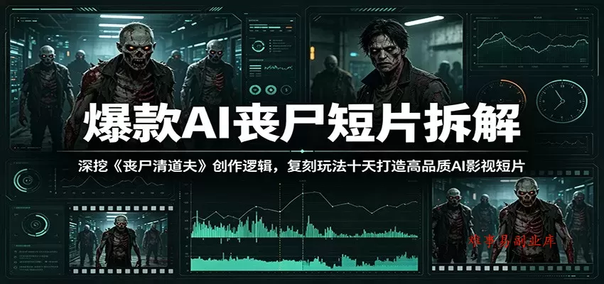 爆款AI丧尸短片拆解：深挖《丧尸清道夫》创作逻辑，复刻玩法快速打造高品质AI影视短片-难事易副业库