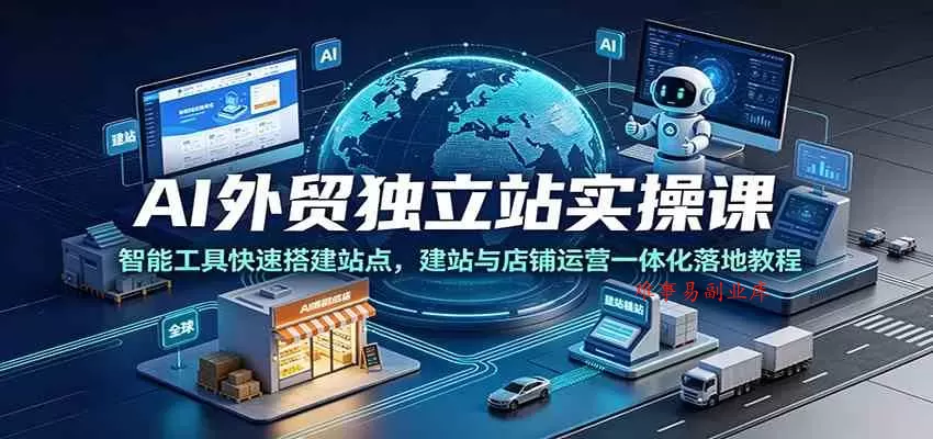 AI外贸独立站实操课：智能工具快速搭建站点，建站与店铺运营一体化落地教程-难事易副业库