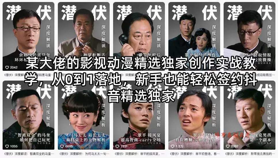 某大佬的影视动漫精选独家创作实战教学，从0到1落地，新手也能轻松签约抖音精选独家-难事易副业库
