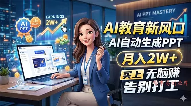 AI教育新风口,AI自动生成PPT,月入2W+,无脑赚,告别打工-难事易副业库