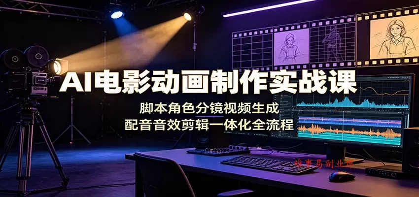 AI电影动画制作实战课：脚本角色分镜视频生成，配音音效剪辑一体化全流程-难事易副业库