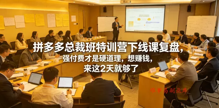 拼多多总裁班特训营下线课复盘，强付费才是硬道理，想賺钱，来这2天就够了-难事易副业库