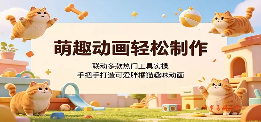 萌趣动画轻松制作，联动多款热门工具实操，手把手打造可爱胖橘猫趣味动画-难事易副业库