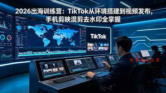 （18875期）2026出海训练营：TikTok从环境搭建到视频发布，手机剪映混剪去水印全掌握-难事易副业库