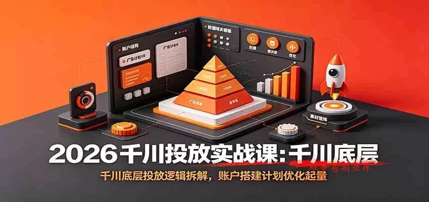 2026千川投放实战课：千川底层投放逻辑拆解，账户搭建计划优化起量-难事易副业库