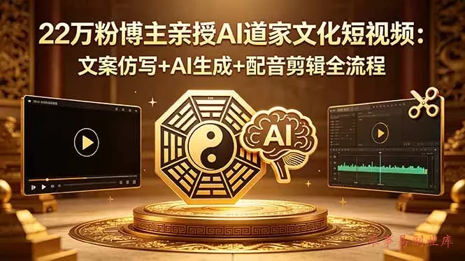 22万粉博主亲授AI道家文化短视频:文案仿写+AI生成+配音剪辑全流程-难事易副业库