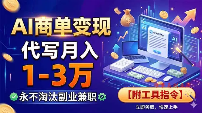 AI商单变现,靠代写月入1-3万,永不淘汰副业兼职【附工具指令】 AI商单变现,靠代写月入1-3万,永不淘汰副业兼职【附工具指令】