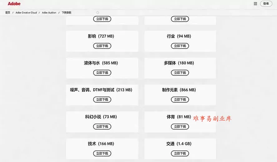 （20294期）请称爆硬盘！Adobe 和 达芬奇 官方提供的高品质免版税音效库， 10000+ 免费商用音效合集，已离线打包