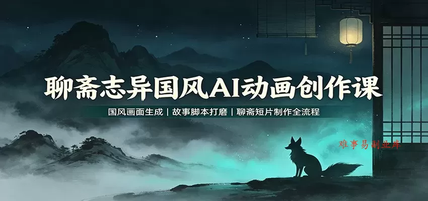 聊斋志异国风AI动画创作课：国风画面生成，故事脚本打磨，聊斋短片制作全流程-难事易副业库