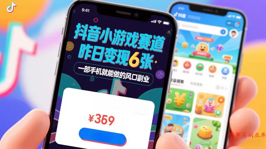 抖音小游戏赛道，昨日变现600+，零基础一部手机就能做的风口副业【揭秘】-难事易副业库