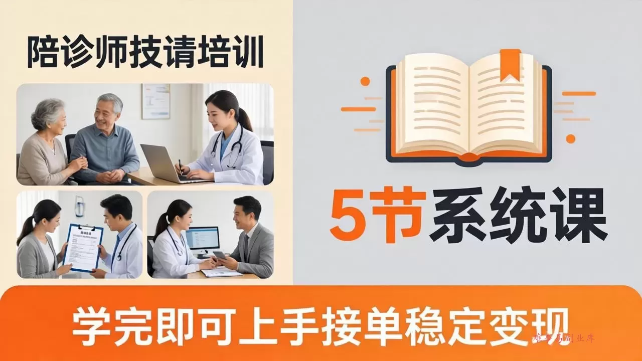 想做陪诊师不知从何下手?5节系统课教你掌握核心技能,学完即可上手接单稳定变现-难事易副业库