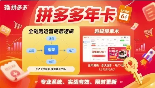 拼多多年卡，拼多多全链路运营底层逻辑，超级爆单术【更新26年1月】-难事易副业库