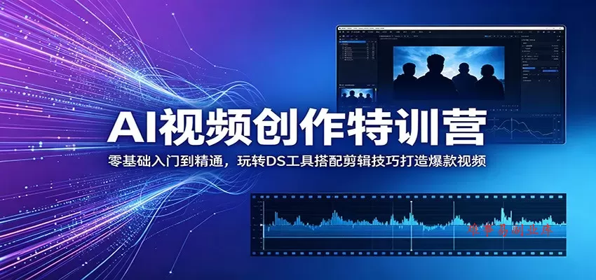 AI视频创作特训营：零基础入门到精通，玩转DS工具搭配剪辑技巧打造爆款视频-难事易副业库