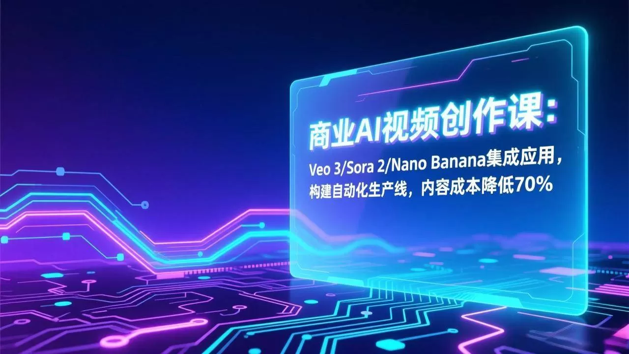 （17070期）商业AI视频创作课：Veo 3/Sora 2/Nano Banana集成应用，构建自动化生产线，内容成本降低70%-难事易副业库