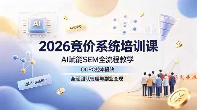 (19185期)2026竞价系统培训课,AI赋能SEM全流程教学,OCPC控本提效,兼顾团队管理与副业变现 (19185期)2026竞价系统培训课,AI赋能SEM全流程教学,OCPC控本提效,兼顾团队管理与副业变现