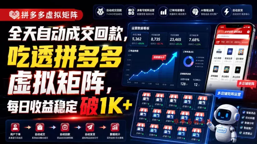 全天自动成交回款,吃透拼多多虚拟矩阵,每日收益稳定破1K+【揭秘】 全天自动成交回款,吃透拼多多虚拟矩阵,每日收益稳定破1K+【揭秘】