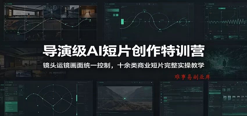 导演级AI短片创作特训营：镜头运镜画面统一控制，十余类商业短片完整实操教学（更新）-难事易副业库