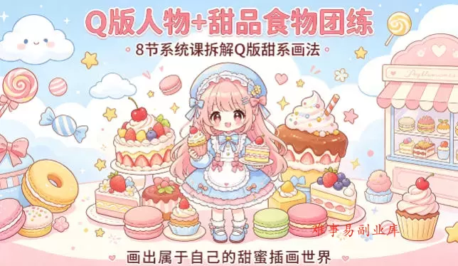 Q版人物+甜品食物团练,8节系统课拆解Q版甜系画法,画出属于自己的甜蜜插画世界 Q版人物+甜品食物团练,8节系统课拆解Q版甜系画法,画出属于自己的甜蜜插画世界