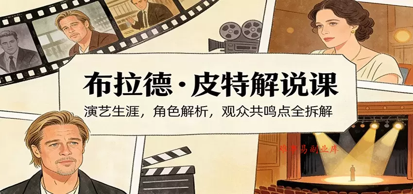 演员说-布拉德.皮特解说课：演艺生涯，角色解析，观众共鸣点全拆解-难事易副业库