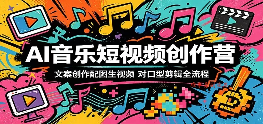 AI音乐短视频创作营：文案创作配图生视频，对口型剪辑全流程-难事易副业库