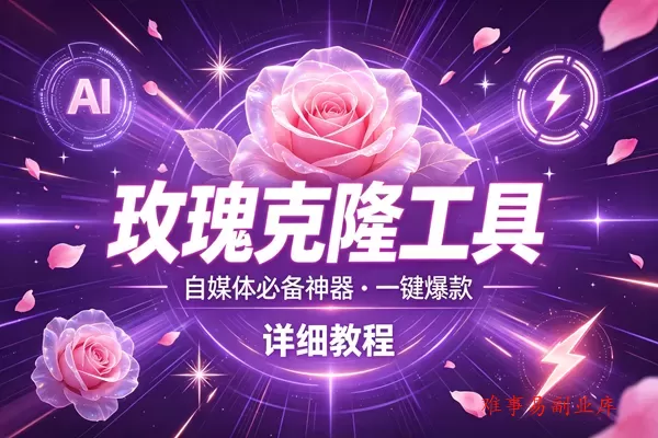 （19790期）玫瑰克隆工具，一键爆款ai，自媒体的必备神器，50多个功能，详细教程-难事易副业库