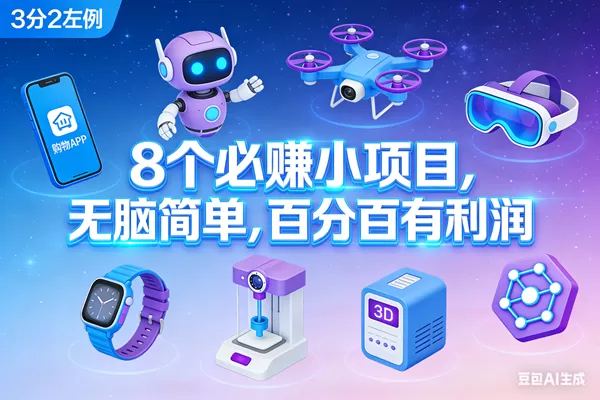 （17075期）8个必赚小项目，无脑简单，百分百有利润，副业首选，日入300+-难事易副业库