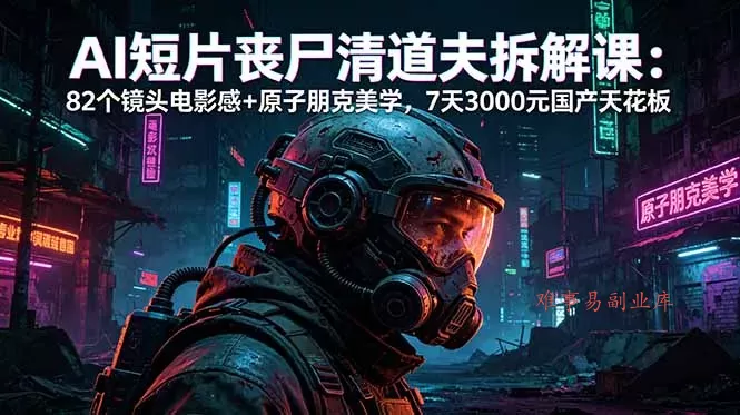 AI短片《丧尸清道夫》拆解课：82个镜头电影感+原子朋克美学，7天3000元国产天花板-难事易副业库