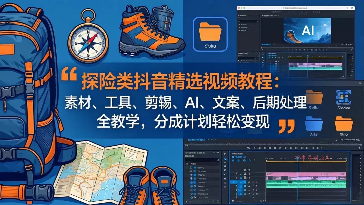探险类抖音精选视频教程:素材、工具、剪辑、AI、文案、后期处理全教学,分成计划轻松变现 探险类抖音精选视频教程:素材、工具、剪辑、AI、文案、后期处理全教学,分成计划轻松变现