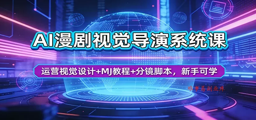 AI漫剧视觉导演系统课：运营视觉设计+MJ教程+分镜脚本，新手可学-难事易副业库