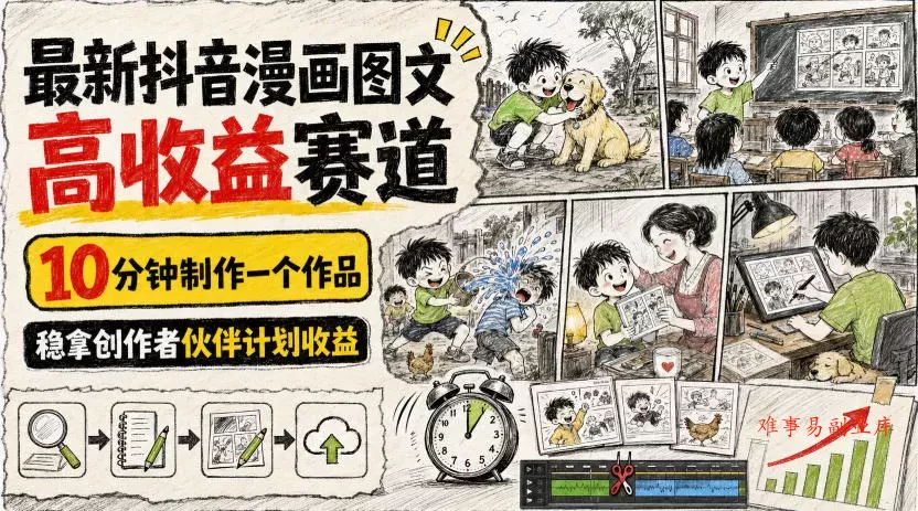 最新抖音漫画图文高收益赛道,10分钟制作一个作品,稳拿创作者伙伴计划收益 最新抖音漫画图文高收益赛道,10分钟制作一个作品,稳拿创作者伙伴计划收益