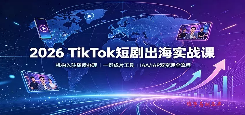 2026 TikTok短剧出海实战课:机构入驻资质办理,一键成片工具,IAA/IAP双变现全流程 2026 TikTok短剧出海实战课:机构入驻资质办理,一键成片工具,IAA/IAP双变现全流程