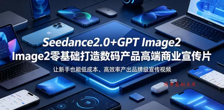 Seedance2.0+GPT Image2零基础打造数码产品高端商业宣传片，让新手也能低成本、高效率产出品牌级宣传视频-难事易副业库