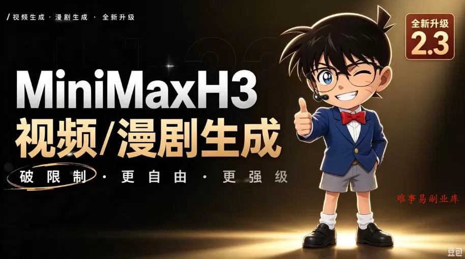 【MiniMaxH3一键懒人整合包】AI视频/漫剧生成工具，支持30_40_50显卡，ComfyUI整合包安装部署！最低8g显存也能跑！-难事易副业库