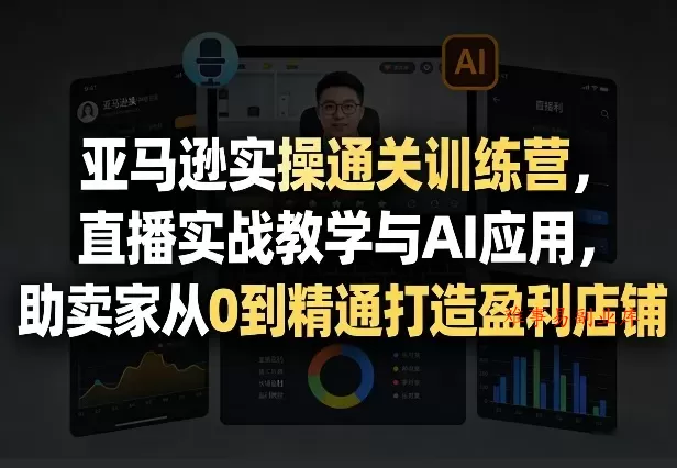 亚马逊实操通关训练营，直播实战教学与AI应用，助卖家从0到精通打造盈利店铺（更新8月8日）-难事易副业库