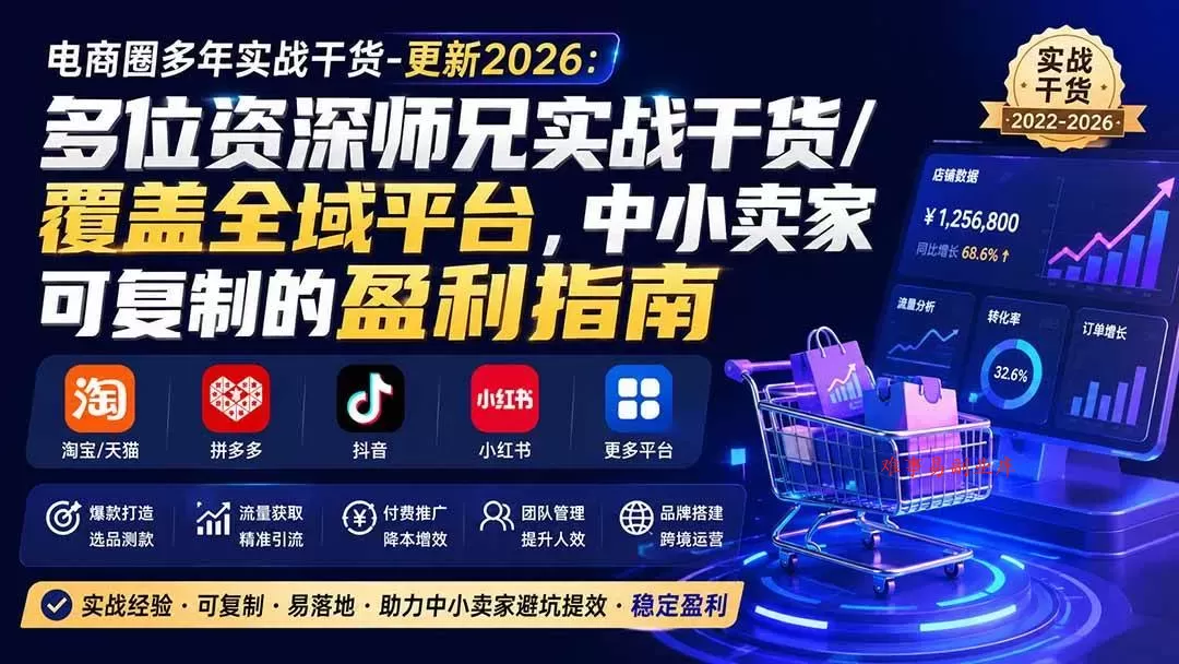 （20012期）电商圈多年实战干货-更新2026：多位资深师兄实战干货/覆盖全域平台，中小卖家可复制的盈利指南-难事易副业库