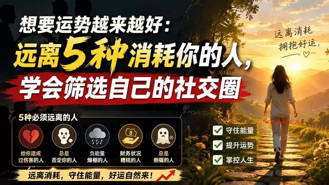 （19965期）付费文章：想要运势越来越好：远离5种消耗你的人，学会筛选自己的社交圈