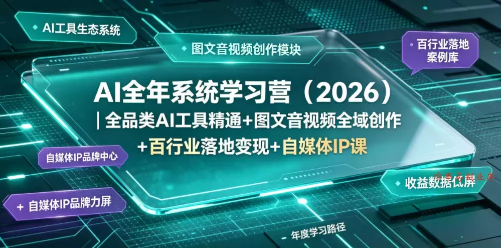AI全年系统学习营（2026）｜全品类AI工具精通+图文音视频全域创作+百行业落地变现+自媒体IP打造年度进阶大课-难事易副业库