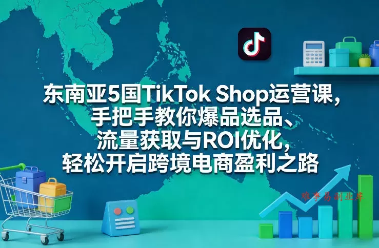 东南亚5国TikTok Shop运营课，手把手教你爆品选品、流量获取与ROI优化，轻松开启跨境电商盈利之路-难事易副业库