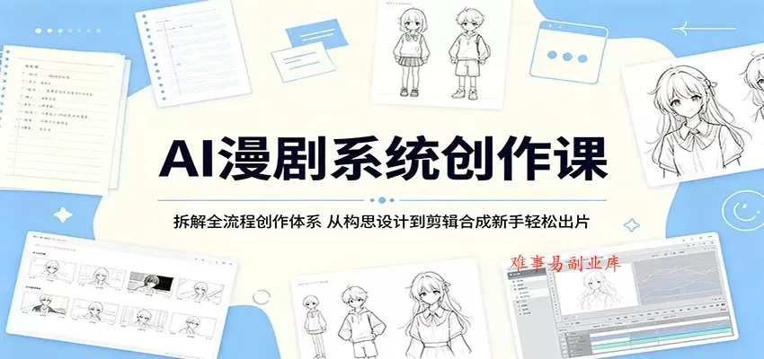AI漫剧系统创作课：拆解全流程创作体系，从构思设计到剪辑合成新手轻松出片-难事易副业库