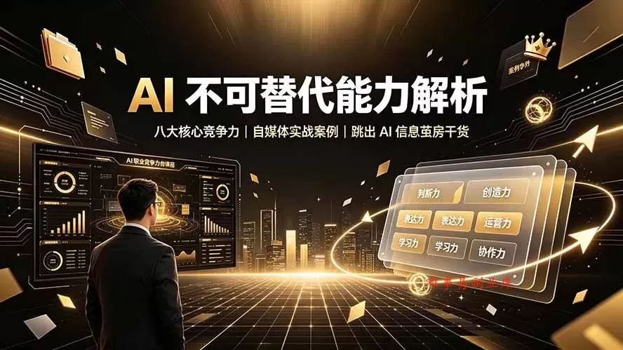 （19344期）付费文章：AI 不可替代能力解析▸八大核心竞争力｜自媒体实战案例｜跳出 AI 信息茧房干货-难事易副业库