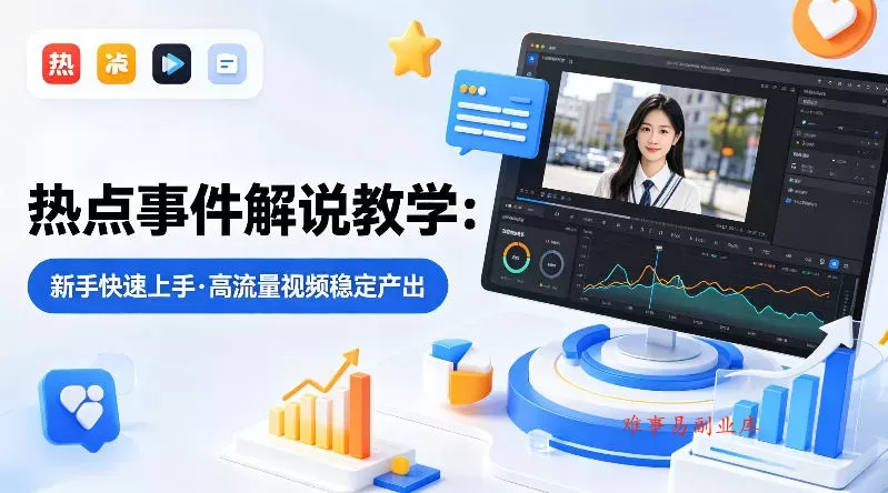 某大V的热点事件解说教学，新手也能快速上手，稳定产出高流量解说视频-难事易副业库
