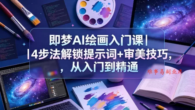 即梦AI绘画入门课｜4步法解锁提示词+审美技巧，从入门到精通-难事易副业库