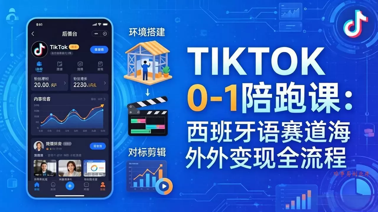 TIKTOK 0-1 陪跑课:从环境搭建到刷对标剪辑,西班牙语赛道海外变现全流程 TIKTOK 0-1 陪跑课:从环境搭建到刷对标剪辑,西班牙语赛道海外变现全流程