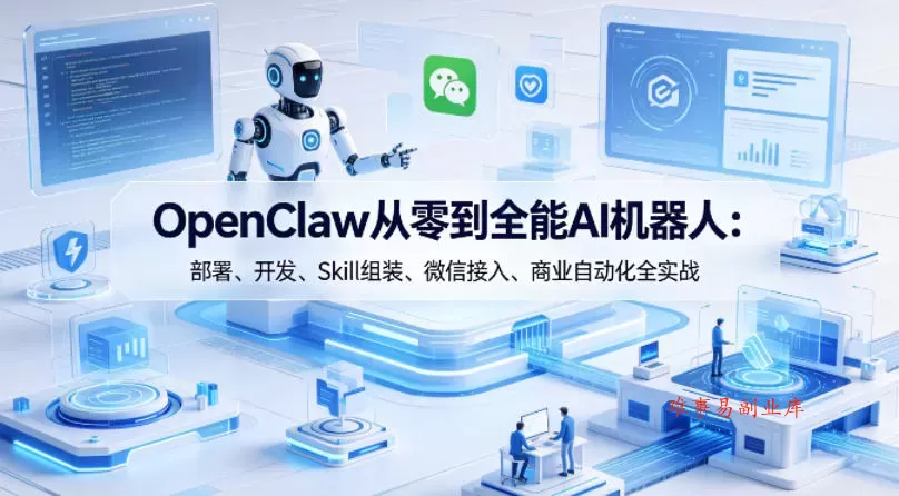 OpenClaw从零到全能AI机器人：部署、开发、Skill组装、微信接入、商业自动化全实战-难事易副业库