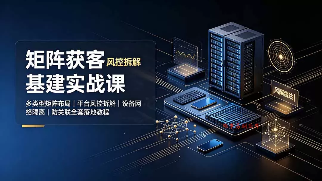 矩阵获客基建实战课：多类型矩阵布局｜平台风控拆解｜设备网络隔离｜防关联全套落地教程-难事易副业库