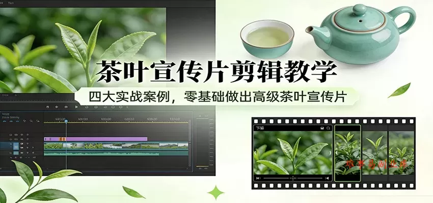 茶叶宣传片剪辑教学：四大实战案例，零基础做出高级茶叶宣传片-难事易副业库