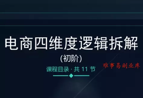 老木老师·电商四维度逻辑拆解(初阶)-难事易副业库