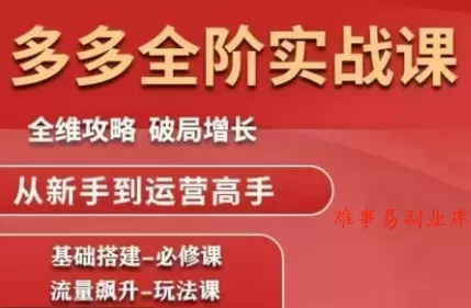 大炮·拼多多全阶实战课程(更新2026)-难事易副业库