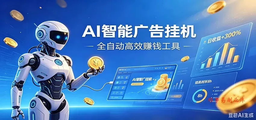 AI智能广告挂机，小白轻松上手，在家自动赚收益-难事易副业库